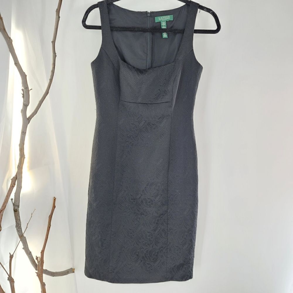 Lauren Ralph Lauren black damask wiggle dress